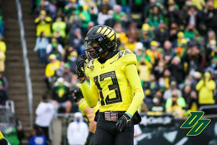 Oregon Ducks safety Bryan Addison against the Colorado Buffaloes.